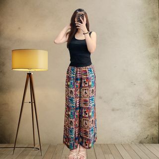 ( Quần có túi )Quần thổ cẩm, ống suôn dài 98cm , vải tole lanh Thái, mát mẻ, unisex( Size 40-65 kg)