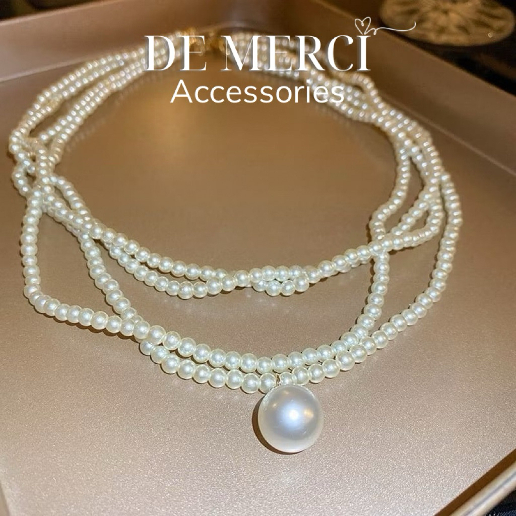 Vòng Cổ Nhiều Lớp Đính Ngọc Trai De Merci Accessories Thanh Lịch Thời Trang Hàn Quốc Cho Nữ DC066