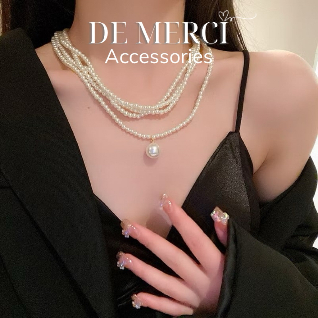 Vòng Cổ Nhiều Lớp Đính Ngọc Trai De Merci Accessories Thanh Lịch Thời Trang Hàn Quốc Cho Nữ DC066
