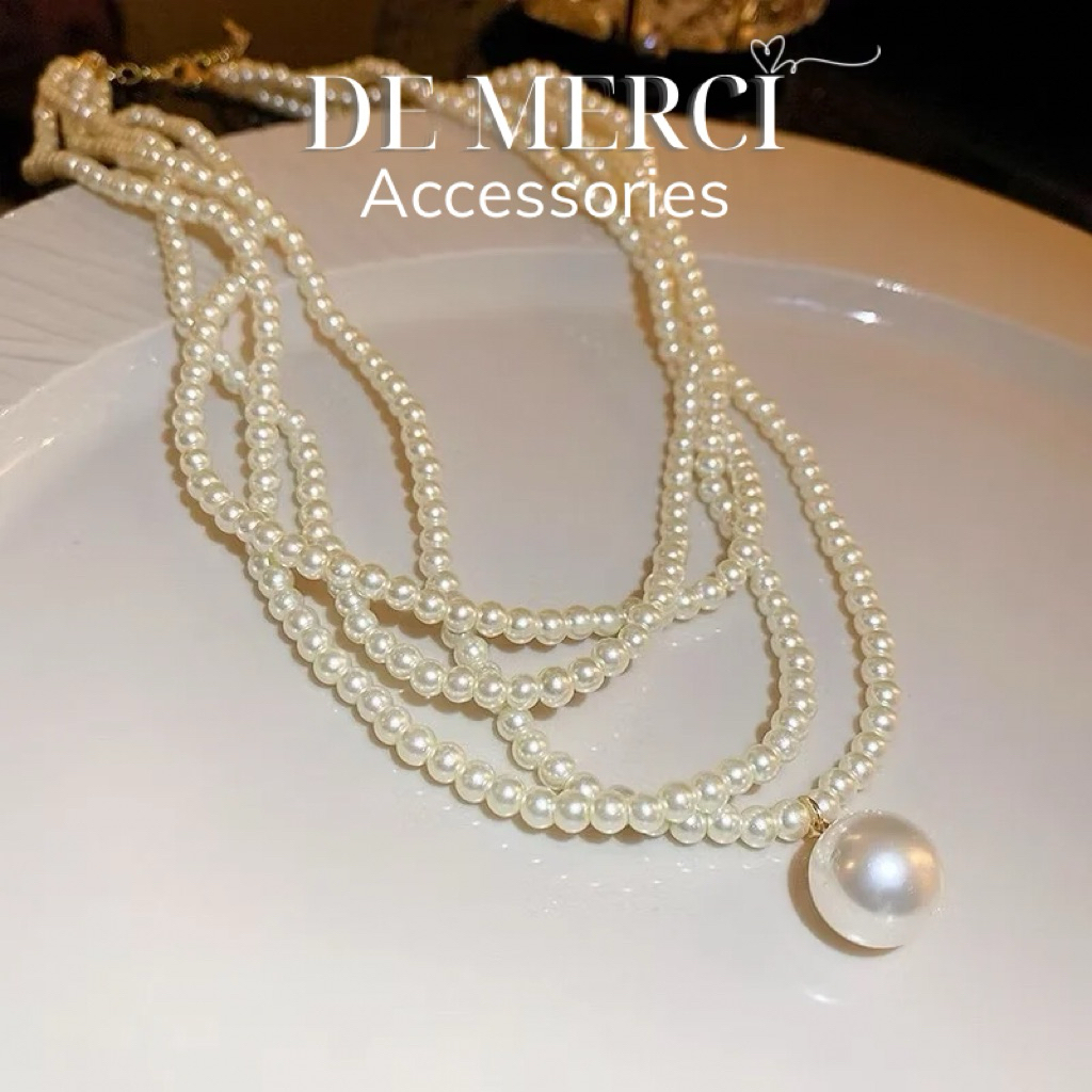 Vòng Cổ Nhiều Lớp Đính Ngọc Trai De Merci Accessories Thanh Lịch Thời Trang Hàn Quốc Cho Nữ DC066