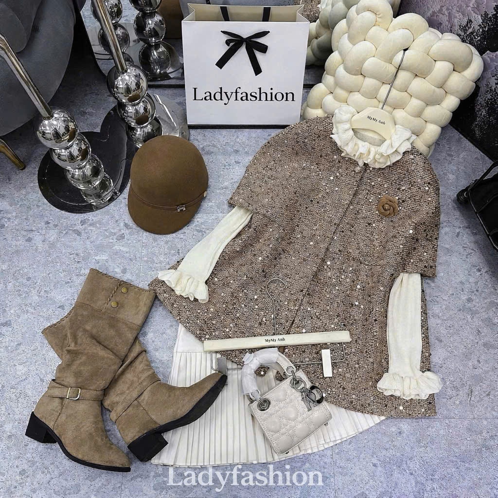[ Hình Thật ] Áo Cape Tweed Nữ Cao Cấp Ánh Kim – Áo Choàng Dáng Ngắn Phong Cách Tiểu Thư Hàn Quốc Thu Đông Tweed Ánh Kim
