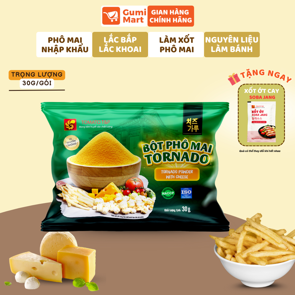 Bột Phô Mai Lắc Tomato T&P Gói 30g Bột Phô Mai Hàn Quốc, Rắc Khoai Tây Chiên, Phô Mai Bột Thơm Béo