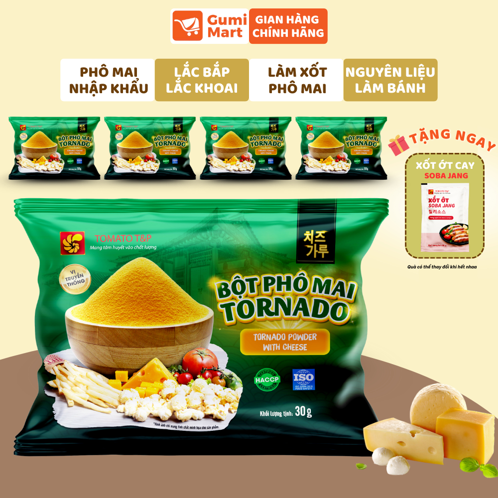 Bột Phô Mai Lắc Tomato T&P Gói 30g Bột Phô Mai Hàn Quốc, Rắc Khoai Tây Chiên, Phô Mai Bột Thơm Béo
