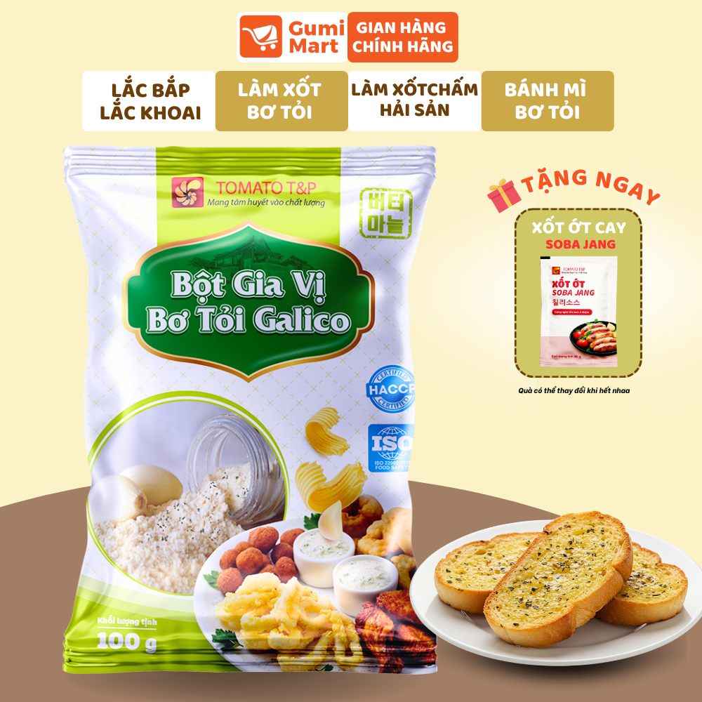 Bột bơ tỏi Tomato T&P lắc khoai tây Galico – Gói 100g