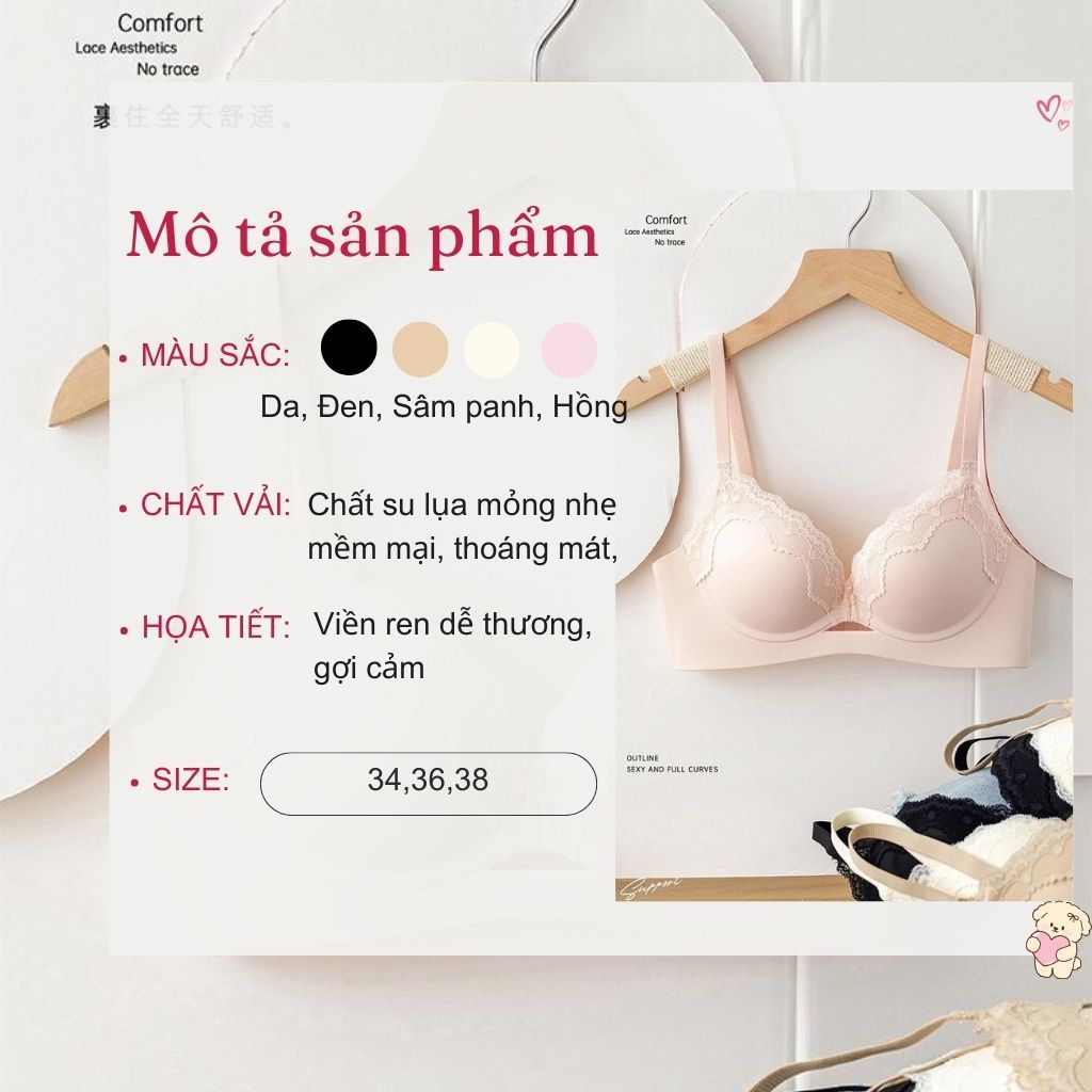 Áo ngực nữ su đúc cao cấp viền ren sang trọng đệm mút vừa nâng ngực tròn đầy gợi cảm LANIXA A5482