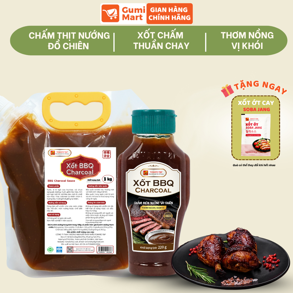 Xốt Chấm Thịt Nướng BBQ CHARCOAL Tomato T&P, Dùng Chấm Thịt Nướng, Xúc Xích Nướng, Chấm Đồ Chiên