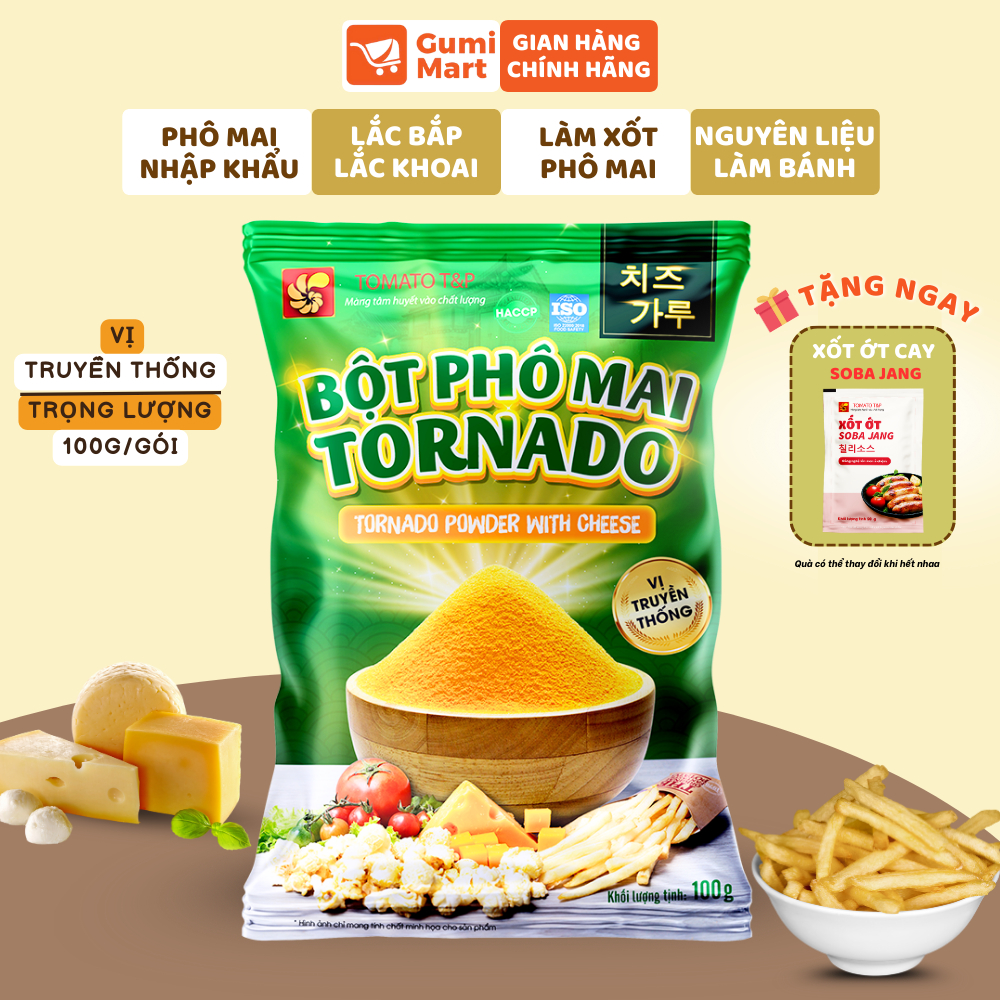 Bột Phô Mai Hàn Quốc Tomato T&P Gói 100g, Bột Phô Mai Lắc Khoai Tây Chiên, Nguyên Liệu Làm Bánh