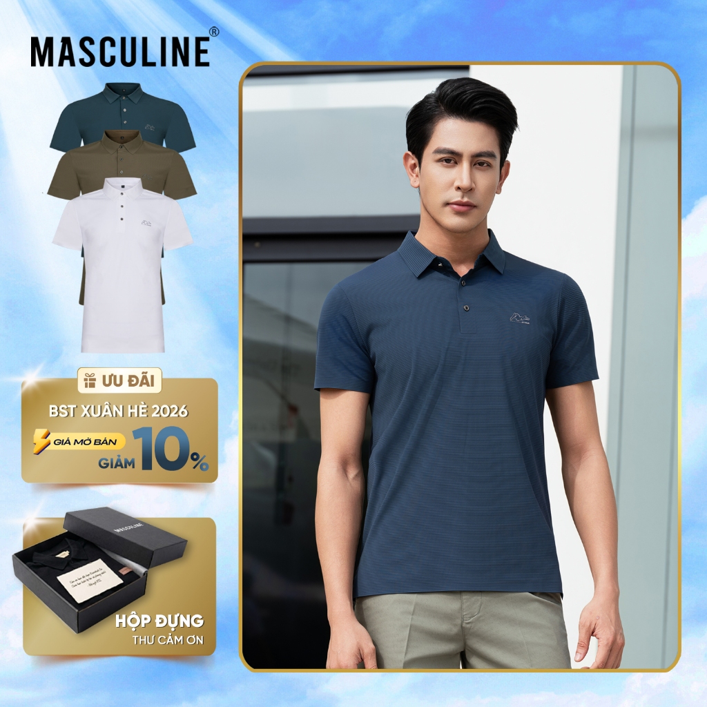 Áo polo nam cao cấp MASCULINE MPL52 Chất liệu tơ tằm thấm hút mồ hôi co giãn tốt phom Regular Fit