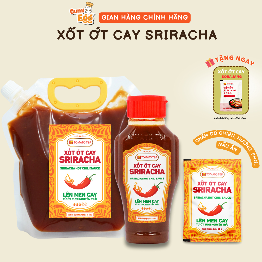 Tương Ớt Sriracha Tomato T&P Loại Cao Cấp, Tương Ớt Ăn Phở, Chấm Đồ Chiên, Nướng, Hải Sản Nướng