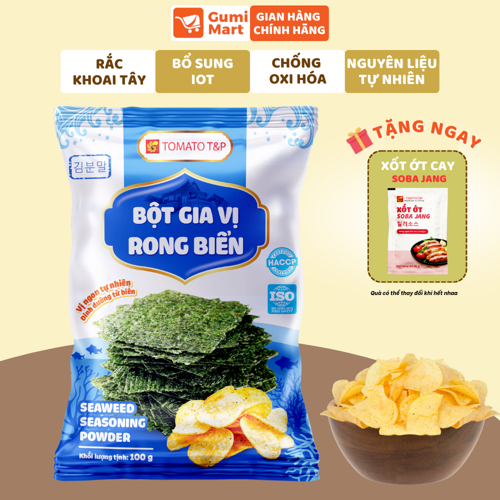 Bột Rong Biển Tôm 100g Tomato T&P– Lắc Khoai Tây, Snack, Bắp Rang, Bánh Que Rong Biển – RB72