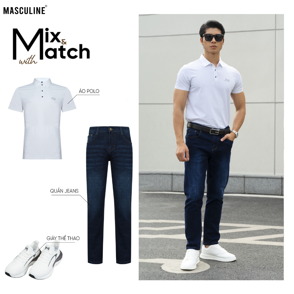 Áo polo nam cao cấp MASCULINE, Dáng regular fit họa tiết caro thành phần tơ tằm mềm mại - MPL53