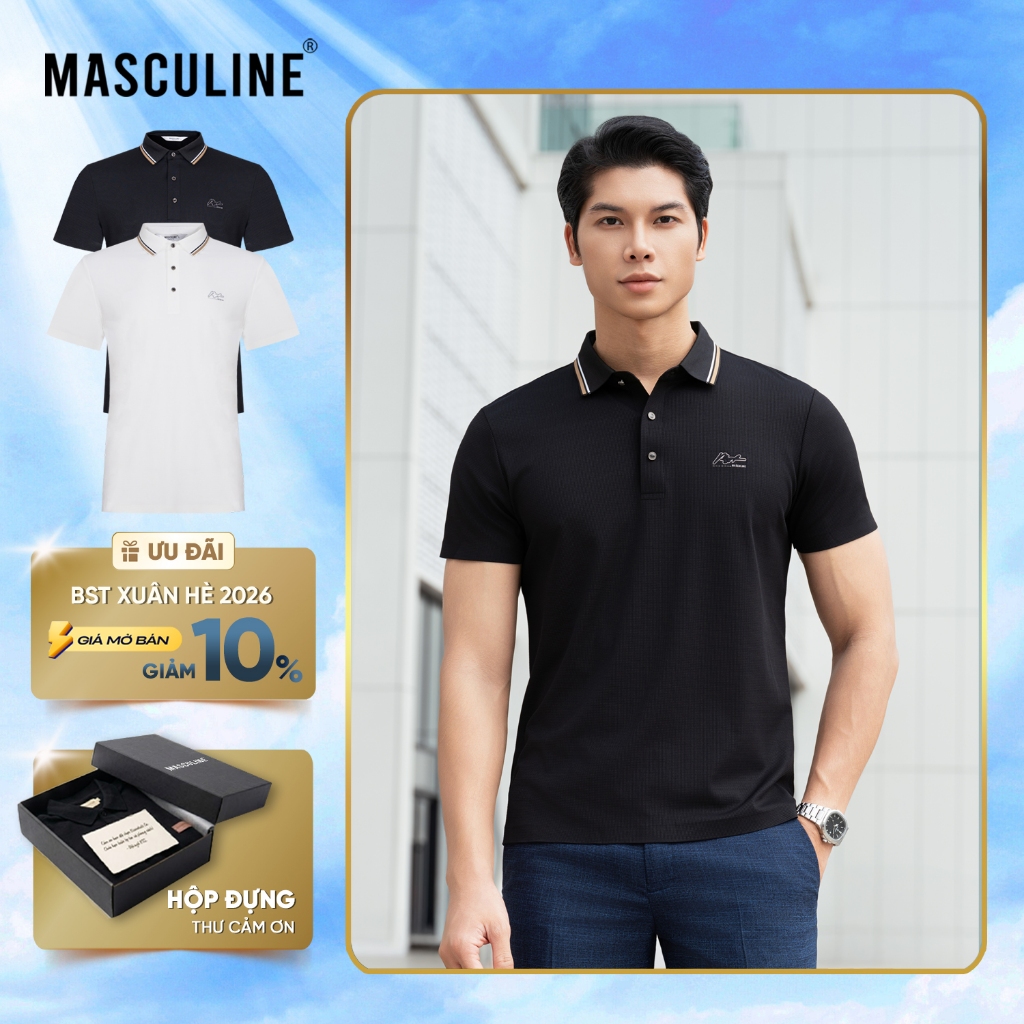 Áo polo nam cao cấp MASCULINE MPL54 Form Regular Fit chất liệu mềm mại thấm hút mồ hôi co gian tốt