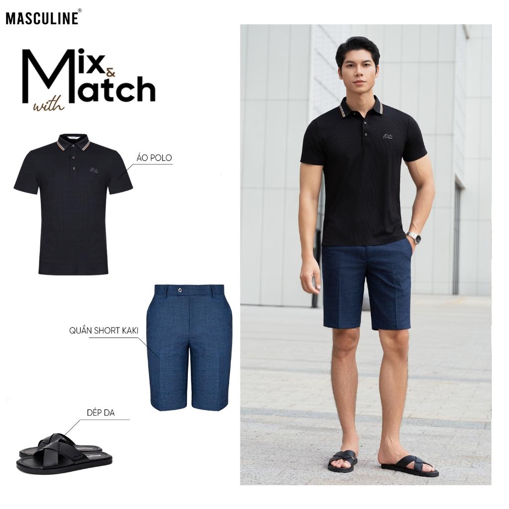 Áo polo nam cao cấp MASCULINE MPL54 Form Regular Fit chất liệu mềm mại thấm hút mồ hôi co gian tốt