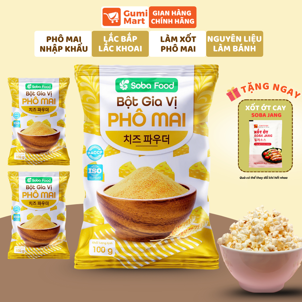 Combo 3 Gói 100g Bột Phô Mai Lắc Soba food,Lắc Khoai Tây Chiên,Bắp Rang,Bột Phô Mai Nấu Sốt Phô Mai