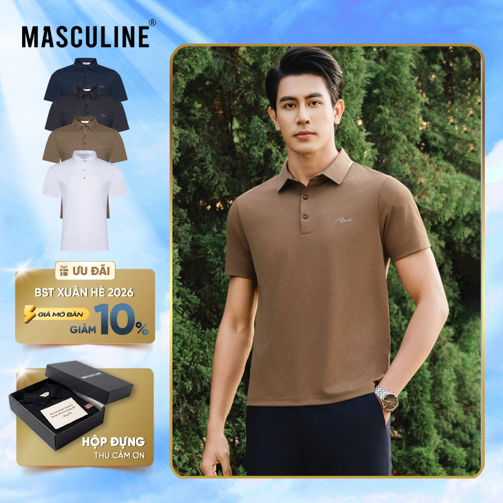 Áo polo nam cao cấp MASCULINE MPL55 Dáng Regular Fit co giãn mềm mại thoáng mát bền màu
