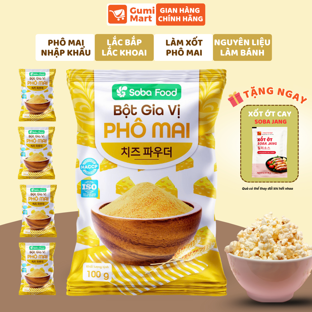 Combo Bột Phô Mai Hàn Quốc Tomato T&P Gói 100g, Lắc Khoai Tây, Bắp Rang, Sốt Phô Mai, Pudding