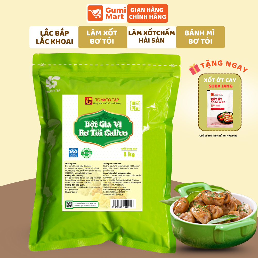 Bột Bơ Tỏi Tomato T&P Lắc khoai tây chiên - Gói 1Kg