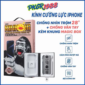 Kính IPhone Kèm Khung WK MAGIC BOX 2in1,MA-1988 Chống Nhìn Trộm +Chống Vân Tay cho 12 đến 17 Pro Max