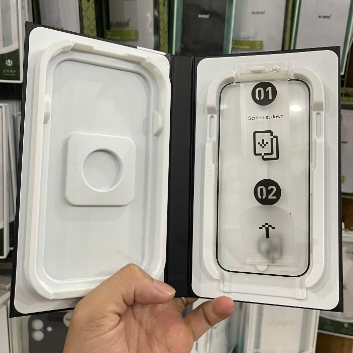 Kính IPhone Kèm Khung WK MAGIC BOX 2in1,MA-1988 Chống Nhìn Trộm +Chống Vân Tay cho 12 đến 17 Pro Max