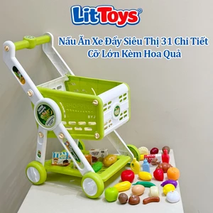 Đồ Chơi Nấu Ăn Xe Đẩy Siêu Thị ToysLit 31 Chi Tiết Cỡ Lớn Kèm Hoa Quả, Nhựa ABS An Toàn Cho Bé