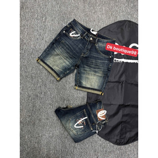 Quần Short Jean Nam Wash Bạc Phối Họa Tiết Thêu Cá Tính, Form Slim Fit Trẻ Trung