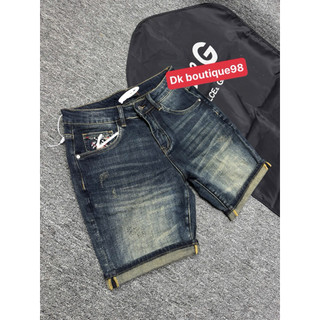Quần Short Jean Nam Wash Bạc Phối Họa Tiết Thêu Cá Tính, Form Slim Fit Trẻ Trung