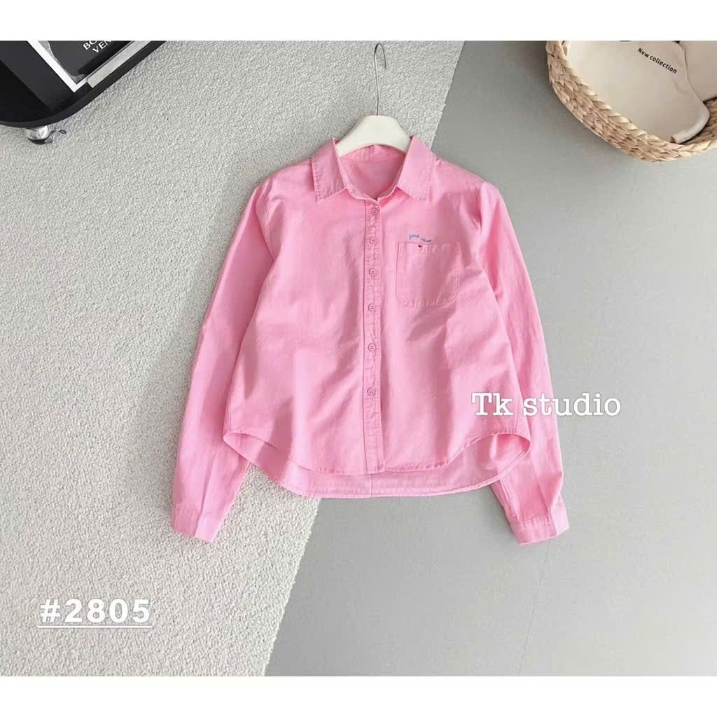 [𝑯𝒂 𝑨𝒏𝒉]Áo Sơ Mi Thô Túi Tim Xiêu Xinh QCL1