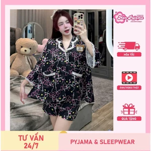 Đồ ngủ dễ thương,đồ ngủ lụa lạnh cao cấp,set đồ ngủ nữ,bộ ngủ tiểu thư,pijama đùi cute viền ren [41]