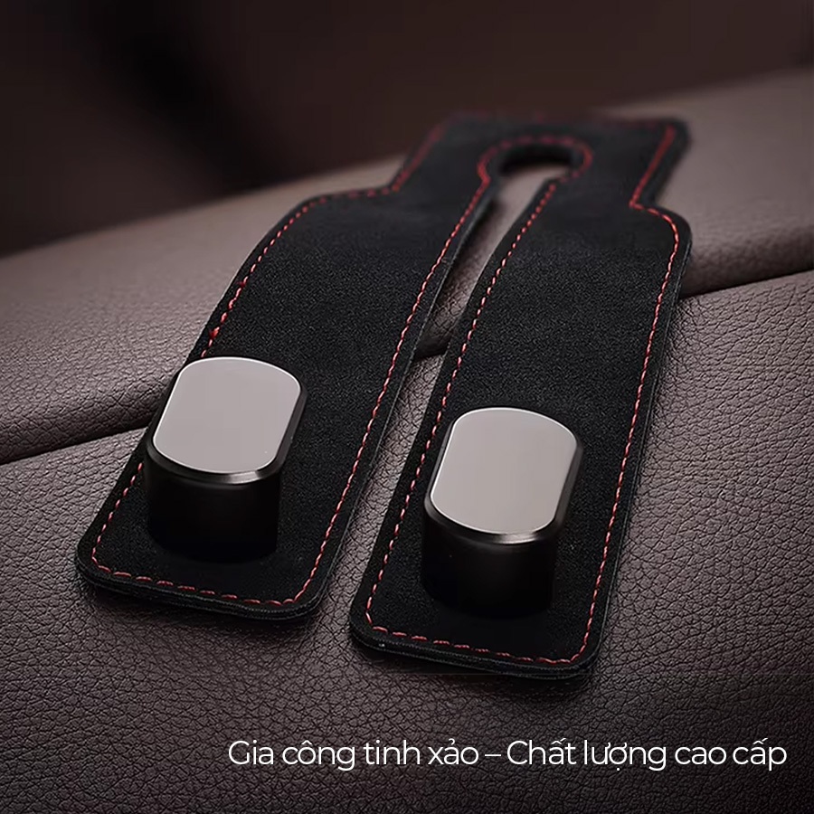 Móc Treo Kép Đa Năng Trên Ô Tô CIND BO-N021 Bằng Kim Loại Bọc Da Lộn Sang Trọng Cho Nội Thất Xe