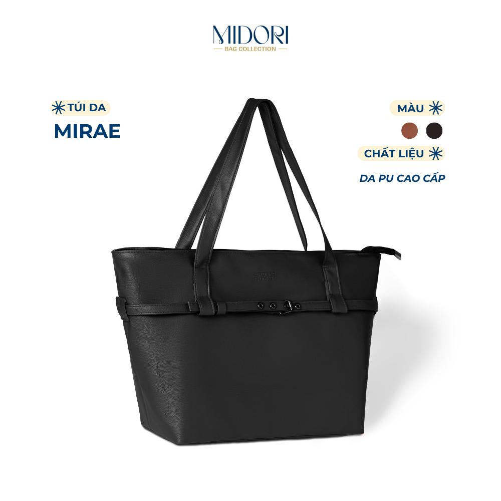 Túi Tote Da PU MIRAE Quai Xách Đeo Vai Nam Nữ Đựng Laptop Đi Học Làm Du Lịch | MIDORI BAG COLLECTION