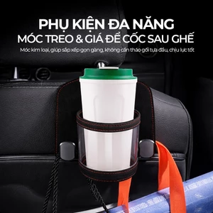 Móc Treo Đa Năng Có Hộc Đựng Ly Trên Ô Tô CIND BO-L021 Bằng Kim Loại Bọc Da Lộn Sang Trọng Cho Nội Thất Xe