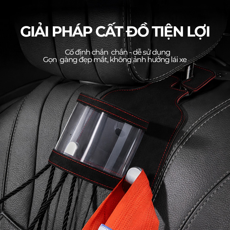 Móc Treo Đa Năng Có Hộc Đựng Ly Trên Ô Tô CIND BO-L021 Bằng Kim Loại Bọc Da Lộn Sang Trọng Cho Nội Thất Xe