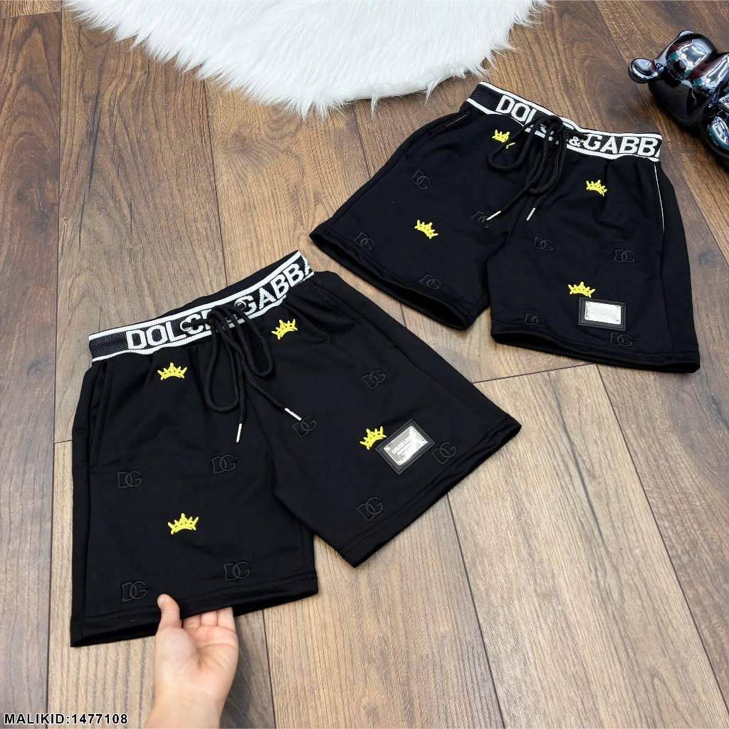 Quần short bé trai thêu logo nổi dg phối logo sắt hàng siêu đẹp-Quần ngắn cho bé trai dg hàng cao cấp