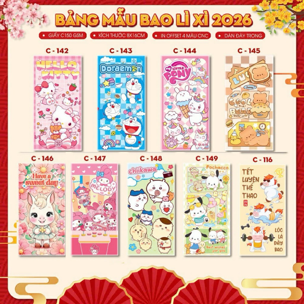COMBO 60 LÌ XÌ TẾT 2026 - LÌ XÌ HOT SỈ SLL (giao đủ mẫu như ảnh up)