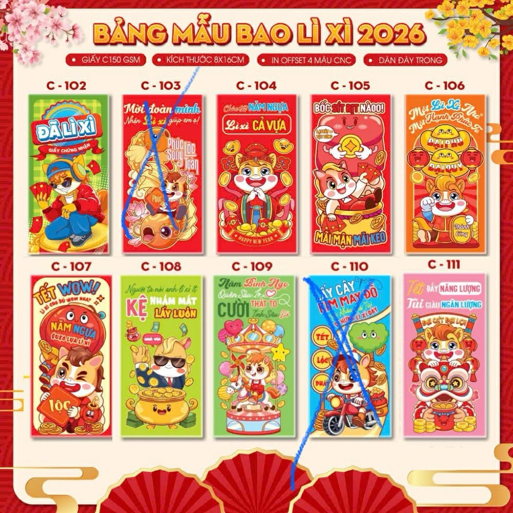 COMBO 60 LÌ XÌ TẾT 2026 - LÌ XÌ HOT SỈ SLL (giao đủ mẫu như ảnh up)