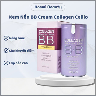 Kem nền BB Collagen Cellio SPF40 PA+++ kem nền Cellio Collagen Hàn Quốc che khuyết điểm 40ml - Kosmi Beauty