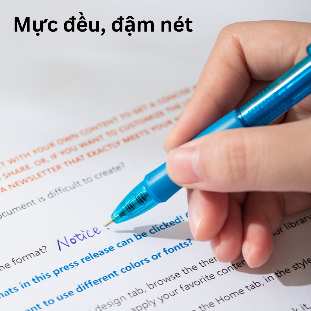 Combo 5/12/20 Bút Bi Mực Xanh Đen Đỏ Deli Ngòi Kim 0.7mm Siêu Mượt Dùng Cho Văn Phòng Công Sở