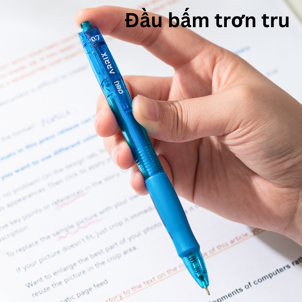 Combo 5/12/20 Bút Bi Mực Xanh Đen Đỏ Deli Ngòi Kim 0.7mm Siêu Mượt Dùng Cho Văn Phòng Công Sở