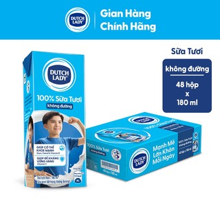 Thùng 48 Hộp Sữa Tươi Tiệt Trùng Dutch Lady Không Đường 48x180ml