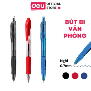 Combo 5/12/20 Bút Bi Mực Xanh Đen Đỏ Deli Ngòi Kim 0.7mm Siêu Mượt Dùng Cho Văn Phòng Công Sở