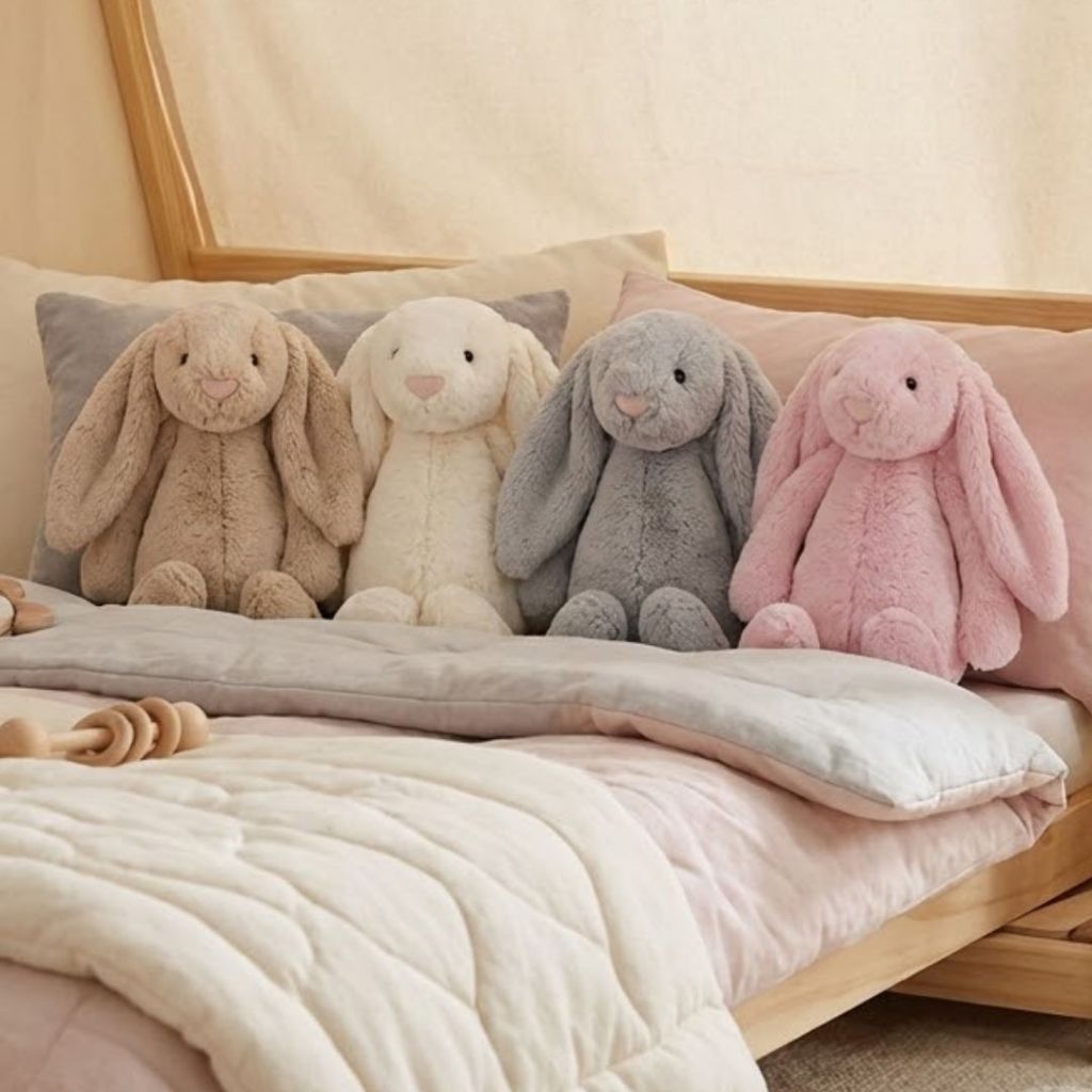 Gấu Bông Thỏ Jellycat Lông Thỏ Mềm Mại, Thỏ Tai Dài Làm Quà Tặng Sinh Nhật, Gấu Ôm Ngủ Cho Bé