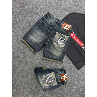 Quần short jean nam in họa tiết túi sau phối logo, phong cách thời trang đường phố cao cấp,phom chuẩn siêu cấp QC