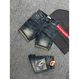 Quần short jean nam in họa tiết túi sau phối logo, phong cách thời trang đường phố cao cấp,phom chuẩn siêu cấp QC