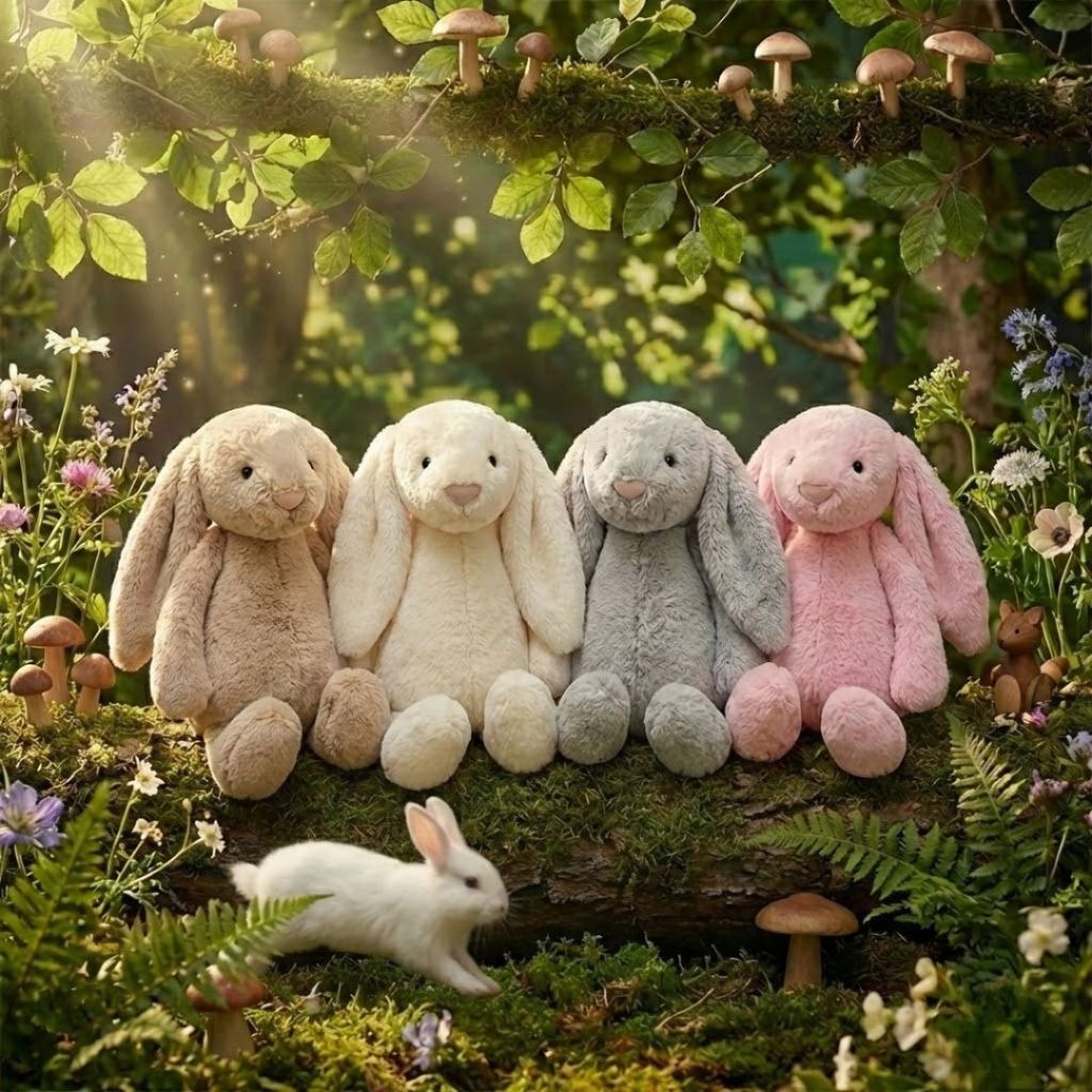 Gấu Bông Thỏ Jellycat Lông Thỏ Mềm Mại, Thú Nhồi Bông Thỏ Tai Dài Làm Quà Tặng Sinh Nhật, Gấu Ôm Ngủ Cho Bé