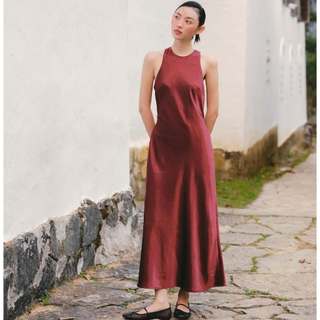 Đầm lụa maxi OLV thắt eo thanh lịch Silky Halter Dress nhiều màu phù hợp đi tiệc