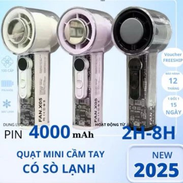 Quạt cầm tay sò lạnh X05 - Quạt mini cầm tay siêu lạnh, siêu mát có sò lạnh
