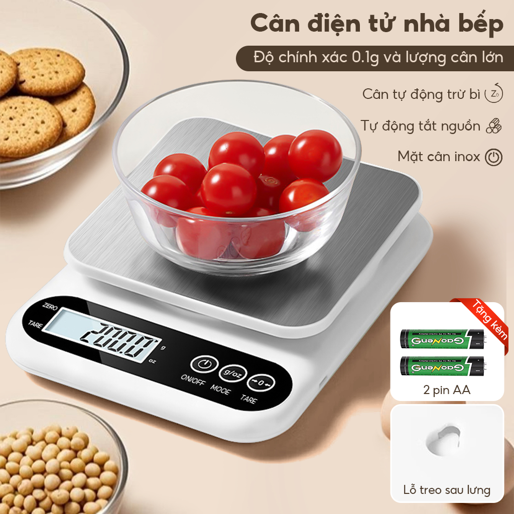 Cân điện tử tiểu ly chống nước cân thực phẩm và pha chế 1/5kg