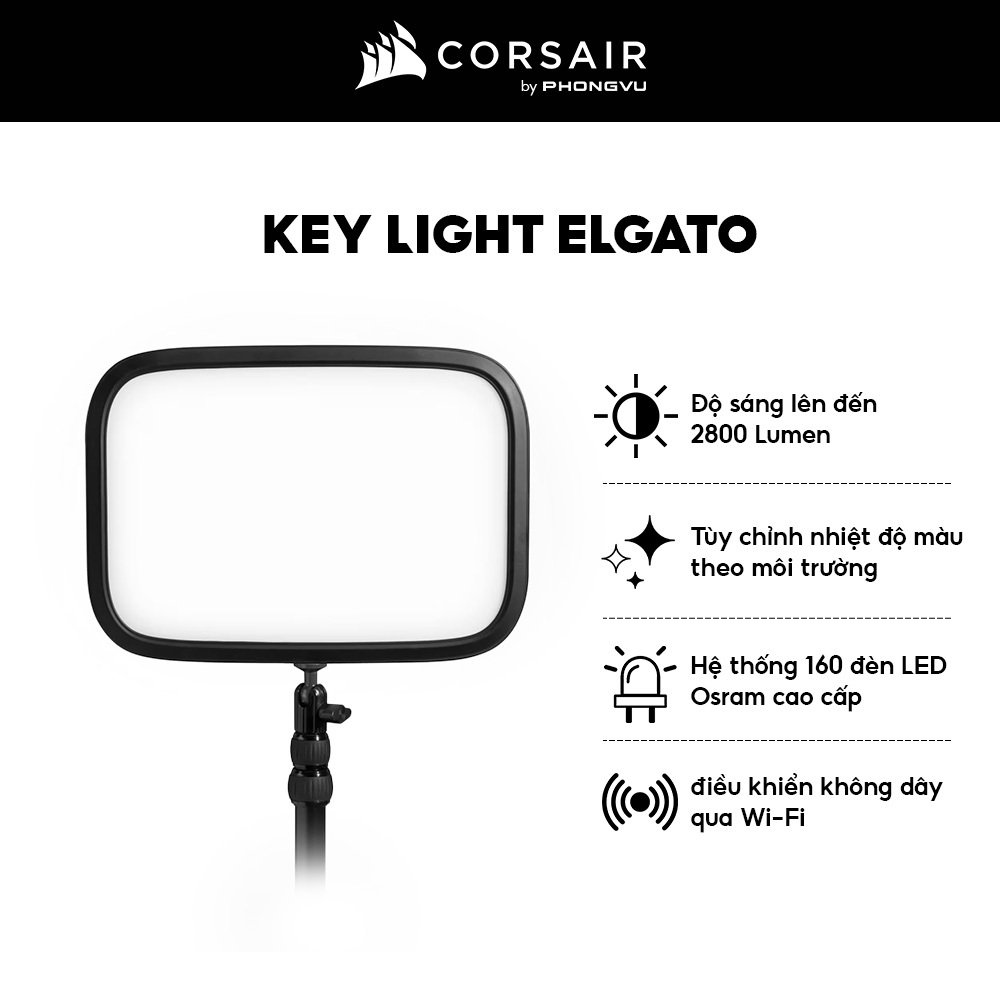 Đèn livestream Elgato Key Light - 2800 Lumens - 160 LED Osram - Hàng ...