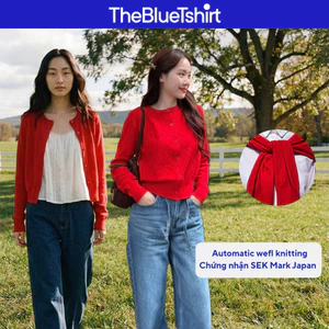 TheBlueTshirt - Áo len cadigan cổ tròn tay dài co giãn basic cho nữ - The Cardigan