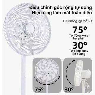 OOKAS Quạt Đứng Và Để Bàn 2 Trong 1, 20 Cánh, Quạt 2 Lớp, 3 Cấp, xa góc xoay 80 độ